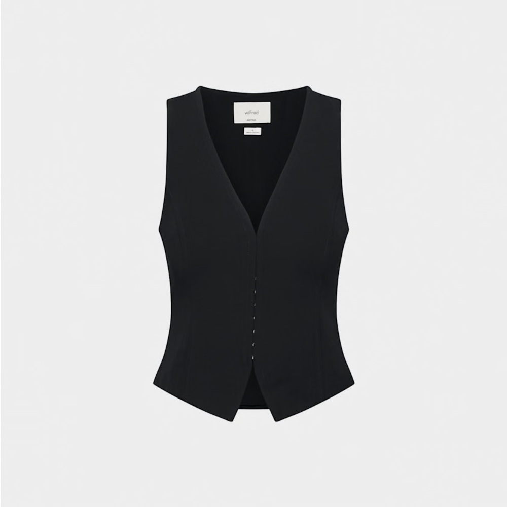 Aritzia Wilfred Black Crepette Attire Vest - Picture 2 of 6
